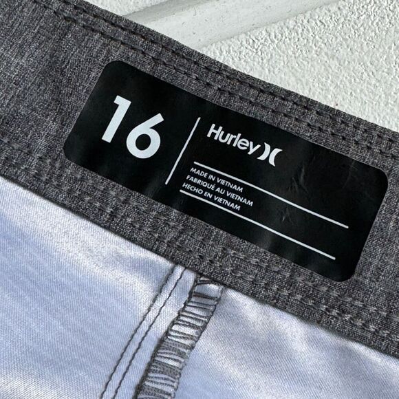 Hurley Boys Black Striped Logo Shoreline Swim Trunks Board Shorts Size 16/28 - Picture 7 of 8